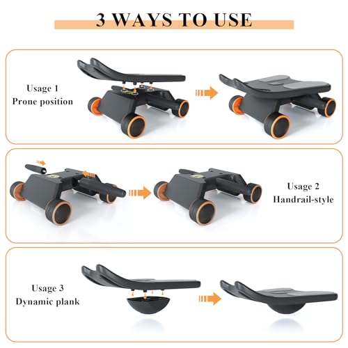 Ab Roller with Elbow Support,Exercise Roller Wheels with 4 Wheels | Abs Exercise Roller Abdominal Training with Knee Pad for Home Gym