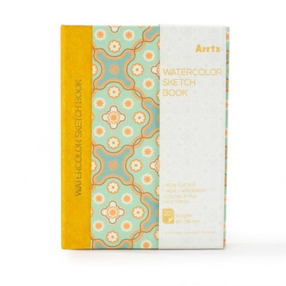 Arrtx Watercolor Sketchbook, 5.35x3.86 Hot Press | 100% Cotton, Acid-Free, 140LB/300GSM, Hardcover, 20 Sheets. Ideal Travel Journal for Artists & Students - size: 1 Pack