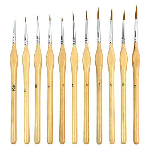 Detailing Paint Brush, 11 Pcs Miniature Paint Brushes, Triangular Handles | Art Paint Brushes, For Acrylic Painting, Model, Face, Figurine, Watercolor, Oil, Paint by Numbers Kit for Adults