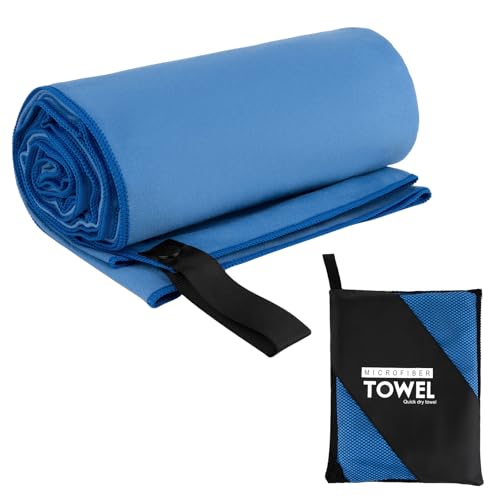 Muka Microfiber Yoga Towel Skidproof, Super Absorbent Sweat Mat Towel for Hot Yoga, Workout Hand Towels Quick-Drying - color: Blue, size: 48x24 Inch