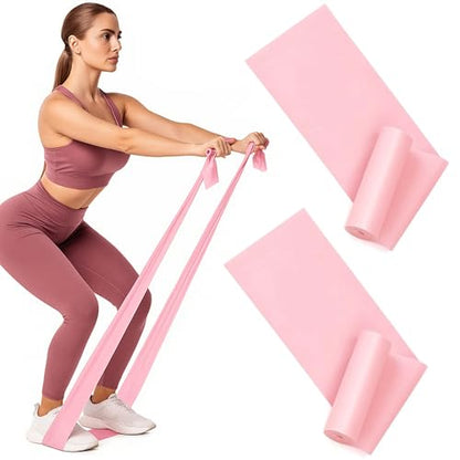 Resistance Bands, Non-Latex Elastic Exercise Bands for Upper and Lower Body, Strength Training Without Weights, Ideal for Physical Therapy, Pilates, Rehab, Home Fitness, Beginners - color: Pink