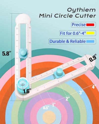 Oythiem Circle Cutter Tool for Paper Crafts - Rotary Cutter Round Cutting Knife for Scrapbooking, Card Making, Art And Diy Crafts, Fits Circles with A Radius Between 0.6"-4" - size: 1 Cutter tool & 0 Cutter head (0.6"-4")