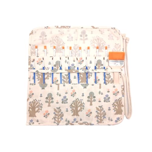 Funny live Paint Brush Holder Art Supplies, Artist Brush Holder & Storage Organizer Roll-Up Case Bag, Protect Acrylic Oil Watercolor Paintbrushes (Trees 20 Slot Pockets) - color: Trees 20 Slot Pockets