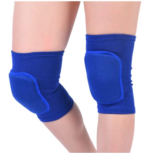 JUMISEE Kids Knee Pad, Anti-Slip Padded Sponge Knee Brace Breathable Flexible Elastic Knee Support for Football Volleyball Dance Skating Basketball Sports - color: Bright Blue, size: Small(7-12 Years old)