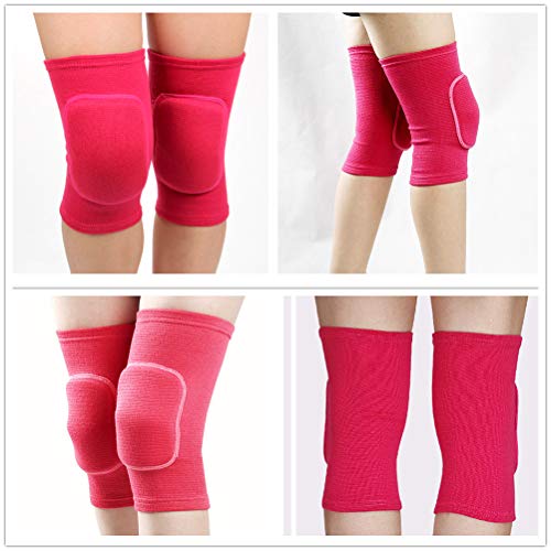 Soft Kneepads Cotton Volleyball Tennis 1 Pair-Women Pole Dance Yoga Knee Protector Guards for Athletic Use Adult Cycling Gym Workout Exercise Skating Knee Brace Support With Sponge (Rose, S)