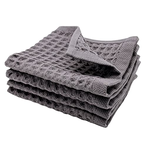 sea me at home Waffle Washcloths Set, 100% Turkish Cotton (Charcoal) - color: Charcoal, size: Washcloths Set (4 Pieces)