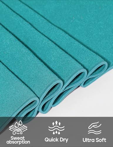 Heathyoga Yoga Mat Towel Non Slip for Hot Yoga Towel with Silicone Grip & Free Spray Bottle, 72"X26" Extra Large Microfiber Yoga Towel for Bikram, Pilates, Fitness - color: Teal