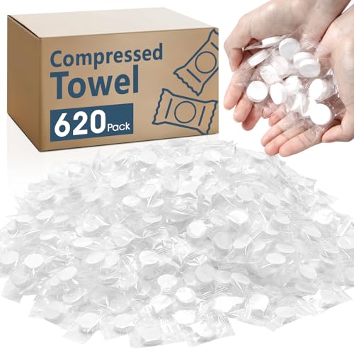 620 Pcs Compressed Towel, Mini Compressed Towel Tablets, Camping Towel - color: 20cm x 22cm-620 Pack