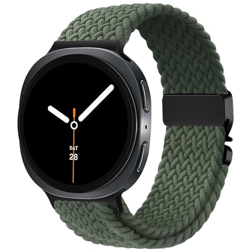 Nylon Braided band Compatible with Samsung Galaxy Watch 8 40mm 44mm, Elastic Band for Galaxy Watch 8 Classic 46mm - color: Dark Olive Green
