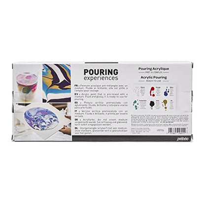 Pébéo Acrylic Pouring Paint Starter Kit - Art and Painting Supplies, Ready-To-Pour Fluid Medium, 118 Milliliter Bottles, Set of 6 Assorted Colors