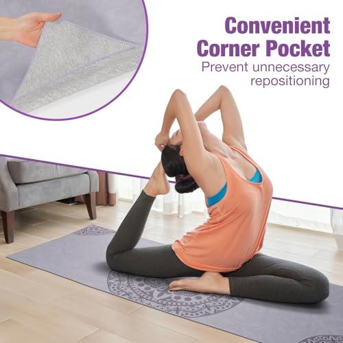 MoKo Yoga Towel, Non-Slip Quick-Dry Mat Towel, 74.4 x 27.4 in, Gray - color: Gray