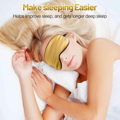Silk Sleep Mask, Blackout Eye Mask for Sleeping with Adjustable Strap - color: Gold