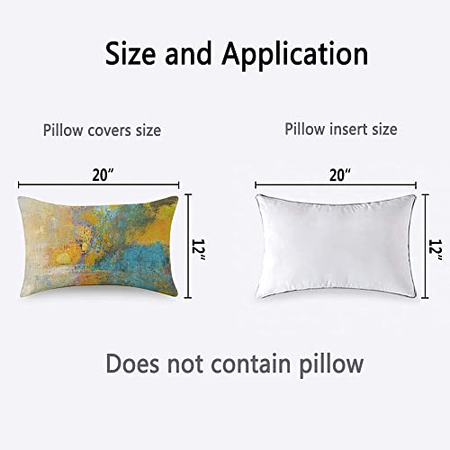 TKS MITLAN Sun Ball in Yellow and Turquoise Pillow Covers 12x20 Inch Abstract Original Painting on Canvas Linen Couch Bed Sofa Car Waist Cushion Cover 12 x 20 inch - color: Sun Ball, size: 20" x 12" (Pack of 1)