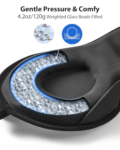 MABAO Weighted Sleep Mask, 100% Blackout Blindfold for Sleeping, Black - color: Black