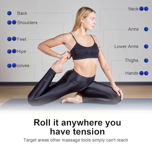 Physical Massage Therapy Ball Set: Lacrosse & Spiky Ball Set for Stress Relief, Muscle Therapy, Myofascial Release, Portable Pain Relief Tool for Gym Office Home Use (Blue-Blue) - color: Blue-blue