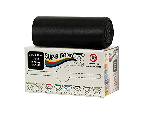 CanDo 10-6315 Sup-R Latex Free Exercise Band Roll, 6 yd Length, Black-X-Heavy - color: Black: X-Heavy, size: 6 yd