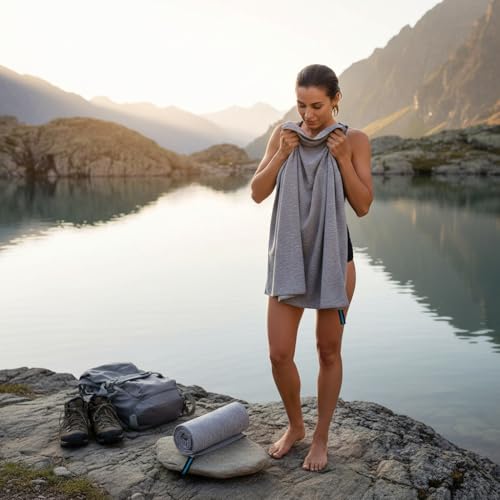2-Pack Microfiber Towel - XXL Travel Quick Dry and Extra Soft Microfiber Towels, Lightweight and Compact for Gym, Swim Practice, Travel, Backpacking, Camping, RV, Beach, Camping - color: Gray Marle