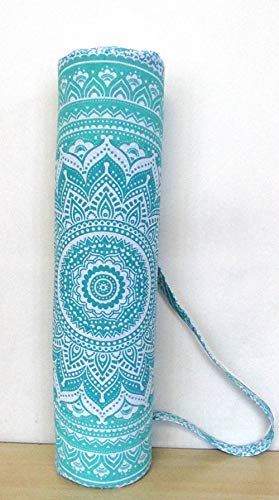 INDIAN CRAFT CASTLE ICC Yoga Mat Bag Carrier Full-Zip Exercise Yoga Mat Carry Bag for Women Men with Multi-Functional Storage Pockets and Adjustable Shoulder Strap 26X6 Inches - style: Ombre Green