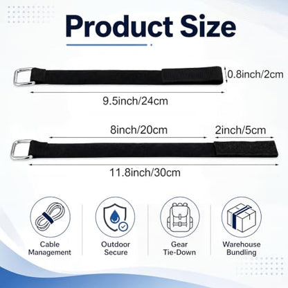 50 Pcs Nylon Hook and Loop Cinch Straps, 12 Inch Adjustable Securing Straps with Metal Buckle Bulk, Reusable Multi Webbing for Wedding, Wire Yoga Mats, Bike