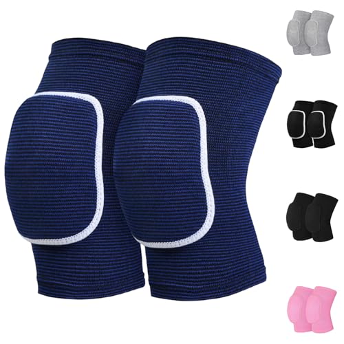 HISFFOG Volleyball Knee Pads for Women, Men, Youth, Girls, Kids, Knee Brace for Volleyball Basketball Football Dance Yoga Tennis Running Cycling Workout Climbing Wrestling - color: Blue, size: Small
