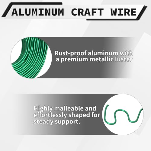 9 Gauge Aluminum Craft Wire, 100 Feet 3mm Bendable Metal Wire for Jewelry Making, Sculpting and Floral Design, Soft Armature Wire for DIY Crafts (Green) - size: 9 Gauge(3mm), style: Green
