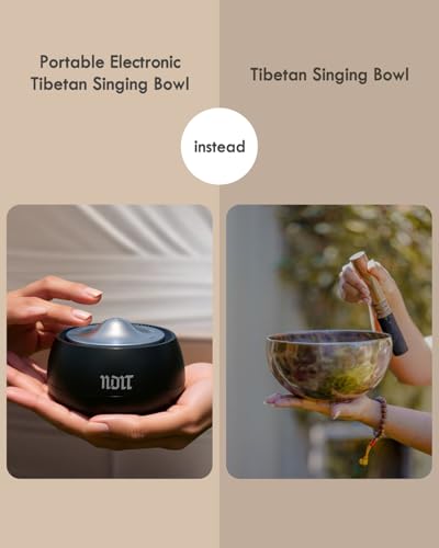 NDLT Portable Electronic Tibetan Singing Bowl, 8 Healing Frequencies (369-963Hz), Auto & Manual Modes, Vibration Therapy with Timer, USB-C Rechargeable Meditation Device for Yoga, Relaxation and Reiki - color: Black HZ