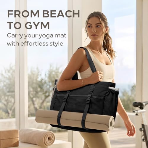 Omanmoli Beach Bag for Women Large Waterproof Sandproof Tote 40oz Holder | Anti-theft Lock & Chain,12 Pockets,2 Insulated Foil Pockets,Checkered,Cruise Travel Vacation Picnic Pool Work Gym,Checkered - color: Black