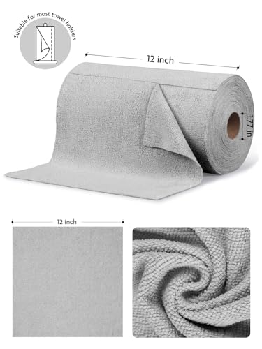 Fantasticlean Microfiber Cleaning Cloth Rolls- 675 Sheets (9 Rolls of Grey) - color: Grey, size: 675 pack