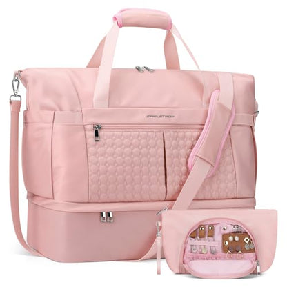 Maelstrom Gym Bag for Women,40L Travel Duffel Bag with Shoes Compartment and Wet Pocket,Waterproof Carry On Weekender Bag,Sport Gym Tote Bags Swimming Yoga, Hospital Holdalls（Pink) - color: Pink