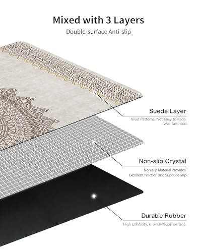 nuveti Printed Travel Yoga Mat 1/16 Inch Thick Non Slip Fitness Workout Mat | with Carrying Bag, Foldable Lightweight Suede & Natural Rubber Yoga Mat for Yoga Pilates and Fitness 72" L x 24" W x 1.5mm - color: YanHuaYu