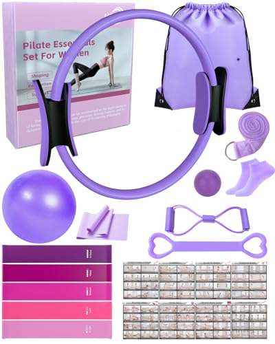 KABCON Pilates Kit for Home, Women Beginners Workout Essentials Set - size: Purple 14PCS