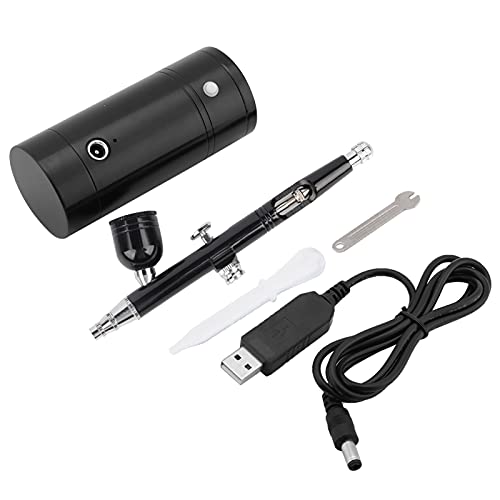 Aluminum Barber Compressor, 0.3mm Black Mini Air Compressor Spray Gun Airbrush Set