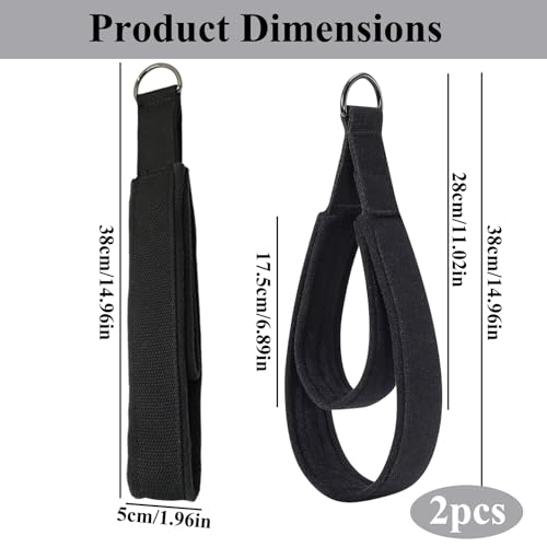2PCS Pilates Straps Soft Padded Handles,Pilates Double Loop D-Ring Straps