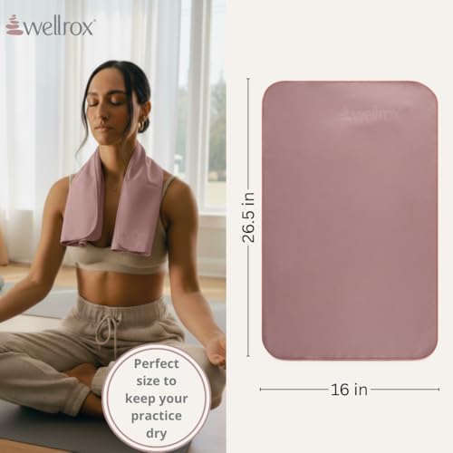 Wellrox Microfiber Yoga Hand Towel – Super Soft, Quick-Dry, Non Slip Yoga Towel for Hot Pilates, Gym & Workouts (26.5" x 16") - color: Rose