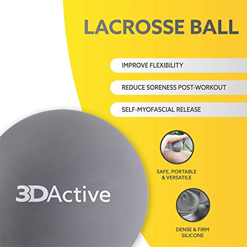 3DActive Massage Ball Set for Deep Tissue Massage, Trigger Point Therapy, Mobility & Muscle Recovery, Set of 3 Massage Balls with Carry Bag - Black, Grey, Blue