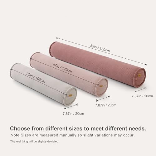 Long Round Body Pillow for Adults – Corduroy Cervical Roll Bolster Pillow, Firm Support for Spine Alignment & Side Sleeping,59 x 7.87 Inches,Brick Brown - color: Brick Brown, size: 59"x7.87"