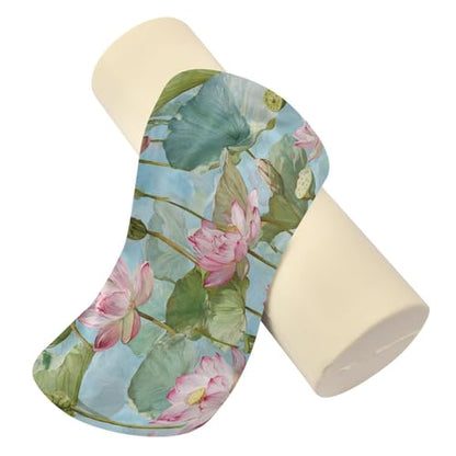 Bolster Pillow Neck Pillow Round Soft Health Memory Foam Pillows Long Cylindrical Body Pillow with Removable Cover Cute Back Yoga Dark Green Leaf Lotus Flower 17" x 5.5" - color: Dark Green Leaf Lotus Flower