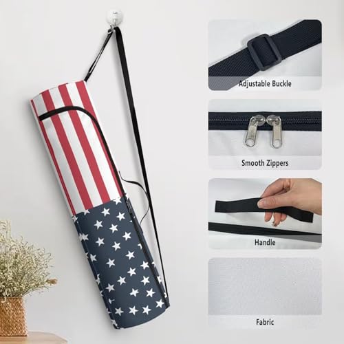 Yoga Mat Bag for Women & Men Full-Zip Yoga Mat Carrier Bag for Class Workout Park with Adjustable Strap - color: American Flag0