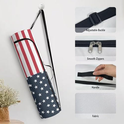 Yoga Mat Bag for Women & Men Full-Zip Yoga Mat Carrier Bag for Class Workout Park with Adjustable Strap - color: American Flag0