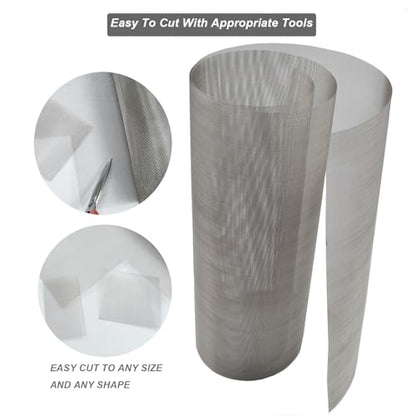 304 Stainless Steel Mesh 40Mesh, 15.7"x47.2"(40x120cm) Metal Mesh Screen, Woven Fine Wire Mesh, Filter Mesh Easy to Cut for Vent Covers, Cage, Garden, Window Screen and DIY Project | 0.21mm Sturdy Wire Metal Mesh Sheet, Easy to Cut, Rustproof & Heat-Resis