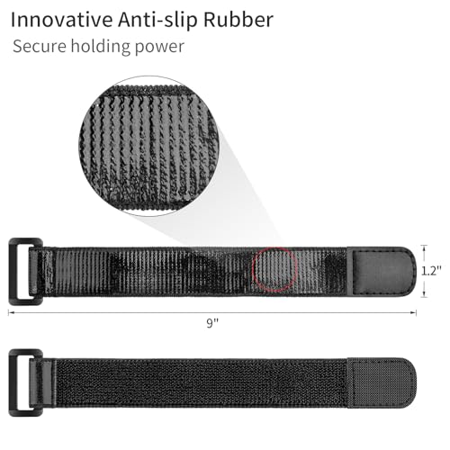 Trilancer Elastic Cinch Straps with Anti-Slip Strips, 9'' x 1.2'' (10 Pack) | Heavy Duty Multipurpose Hook and Loop Straps for Extension Cords, Cables, Ropes,Hoses, Bike, Pant Garters,Garage and Workshop - size: 9"(10 pcs)