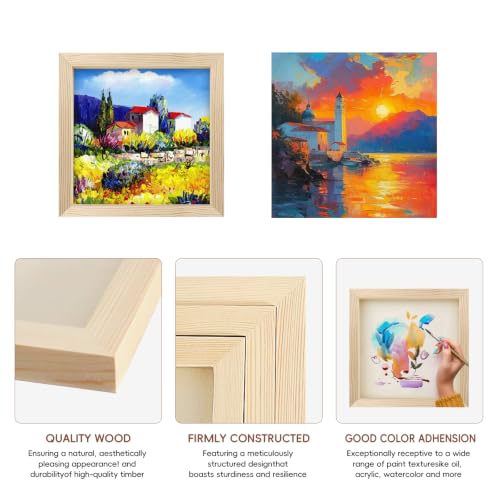 10 Pack 4x4 Inch Unfinished Wood Panel Boards for DIY Painting Art Crafts | Blank Wood Canvas Frames Ideal for Oil Paint Pouring & Holiday Festival Decorations - size: 4"×4" 10 Pack
