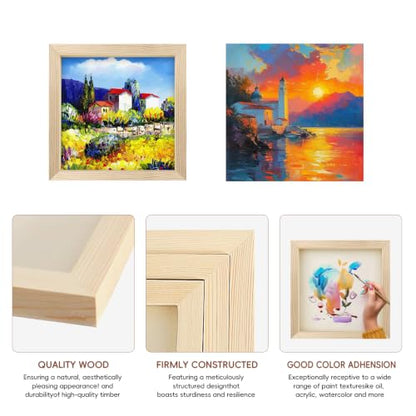 10 Pack 4x4 Inch Unfinished Wood Panel Boards for DIY Painting Art Crafts | Blank Wood Canvas Frames Ideal for Oil Paint Pouring & Holiday Festival Decorations - size: 4"×4" 10 Pack