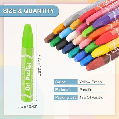 PATIKIL Yellow Green Oil Pastels, 48Pcs Soft Oil Crayons Pastels Stick Vibrant and Creamy Art Supplies Bulk for Artists Beginners Art Painting Drawing Blending Graffiti Gallery - color: Yellow Green