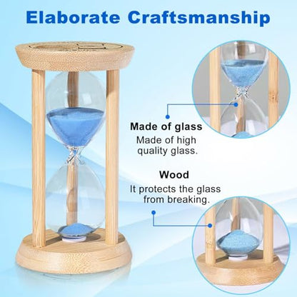 SuLiao Wood Hourglass 15 Minute, Blue Beech Stand Sand Timer Clock, Small Sand Watch 115 Min, Three Minute Timer Antiguo Reloj De Arena, Unique Hour Glass Sandglass for Home, Desk, Office - color: Blue, size: 15 Min