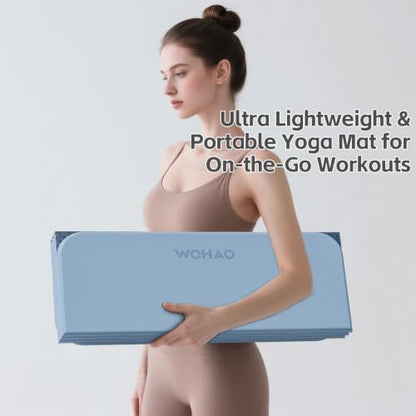7-Fold Yoga Mat 70"x24" - 1/2 Inch Thick - color: Blue-gray+Navy blue
