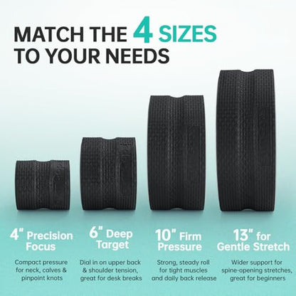 GymCope Back Roller Wheel, Spine-Safe Groove for Deep Stretch, 530 lbs - color: Black, size: 4"+6"+10"+13"