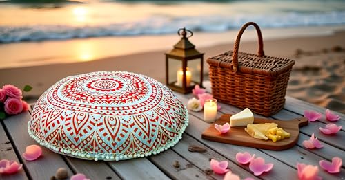 CRAFT KALA Meditation Cushion Cover - Comfortable Floor Pillow Cover - Meditation Pillow Cover - Large Floor Cushion Cover Seating for Adults - Yoga Bolster Cover 32" Orange-Yellow Ombre - color: Orange-yellow Ombre