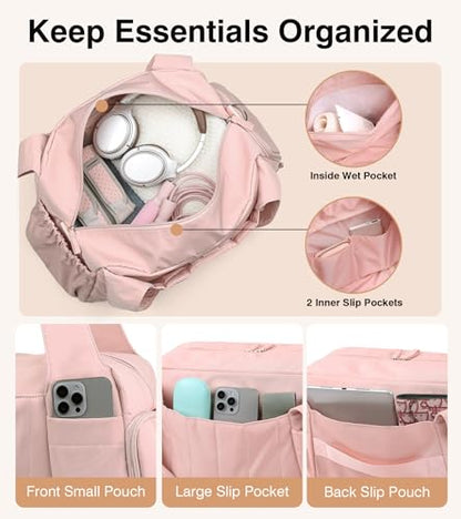 Marvolia Gym Bag for Women with Yoga Mat Holder, Pink - color: Pink