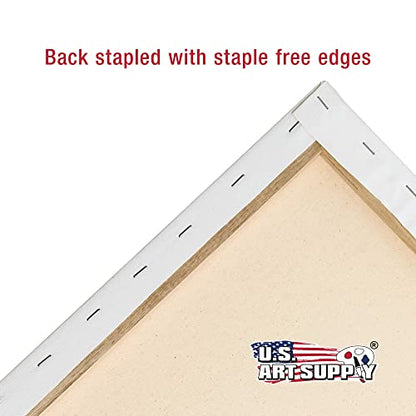 U.S. Art Supply 12 x 36 inch Stretched Canvas for Painting, 12oz Triple Primed, 6-Pack - Professional Artist Quality White Blank 3/4" Profile, 100% Cotton, Heavy-Weight Gesso - Acrylic Pouring, Oil